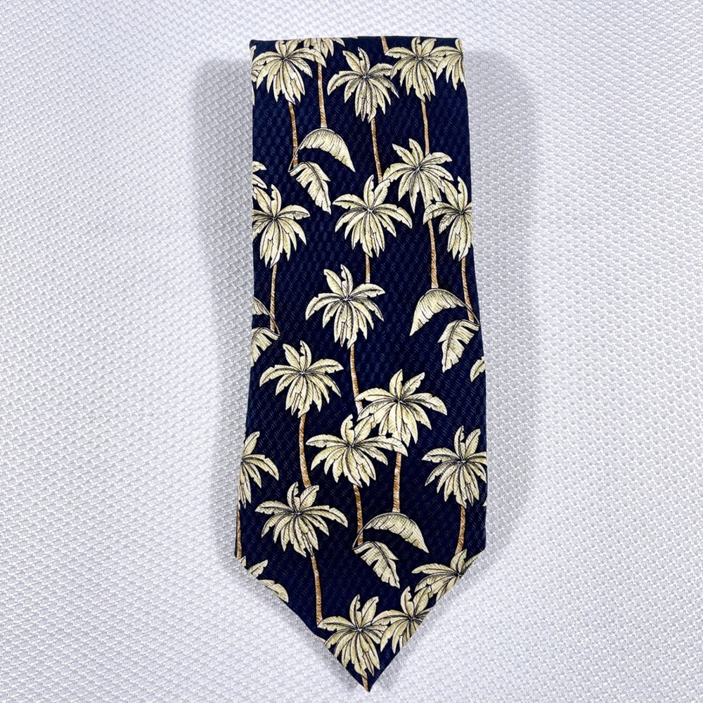Americana by MBP Mens Navy Blue Palm Tree Tropical Silk Blend Necktie‎ Tie